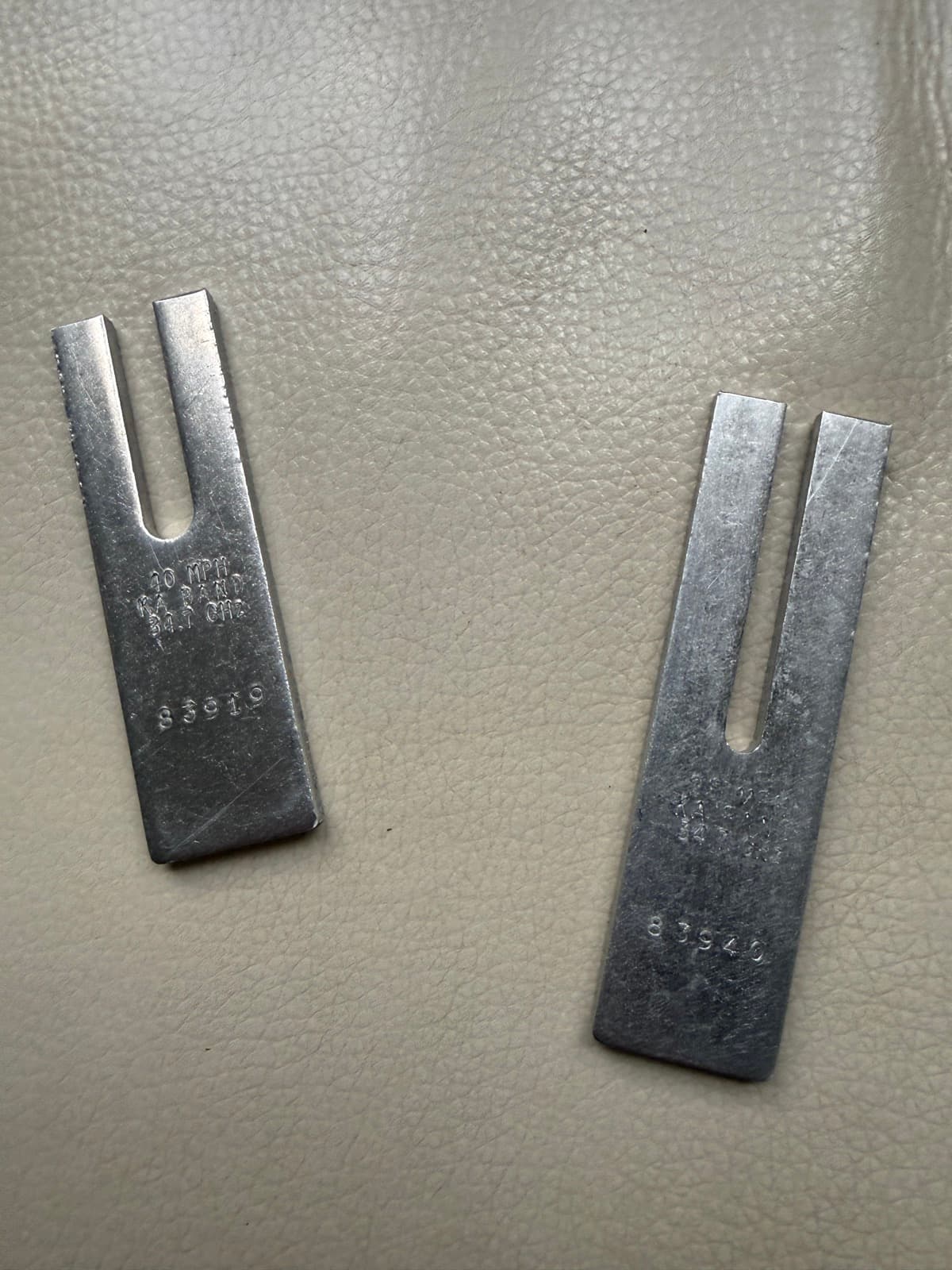 A matched pair of Ka-band tuning forks stamped 34.7 GHz