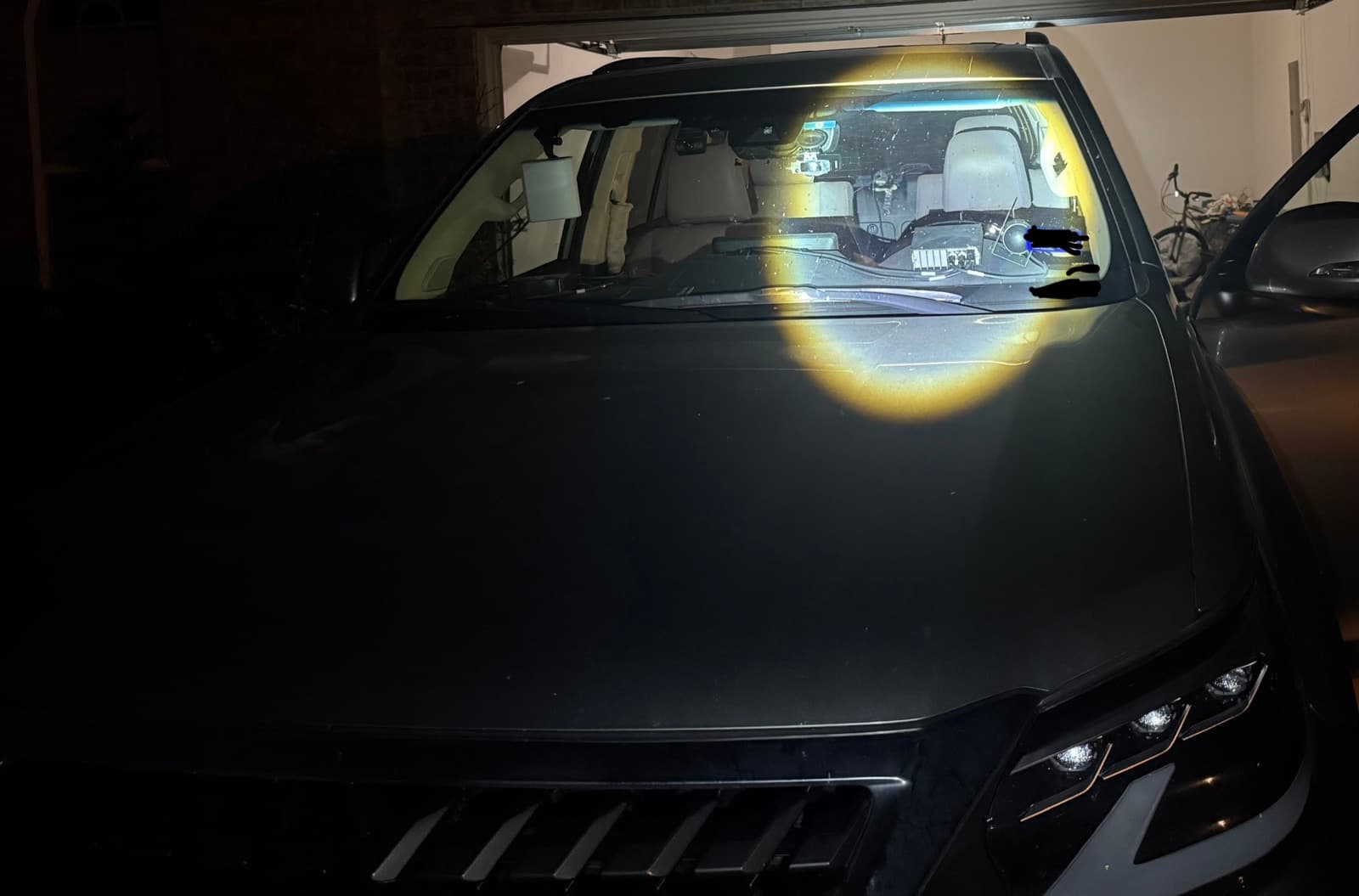 The Stalker Dual DSR installed in our vehicle, showing the front and rear antennas and the full setup