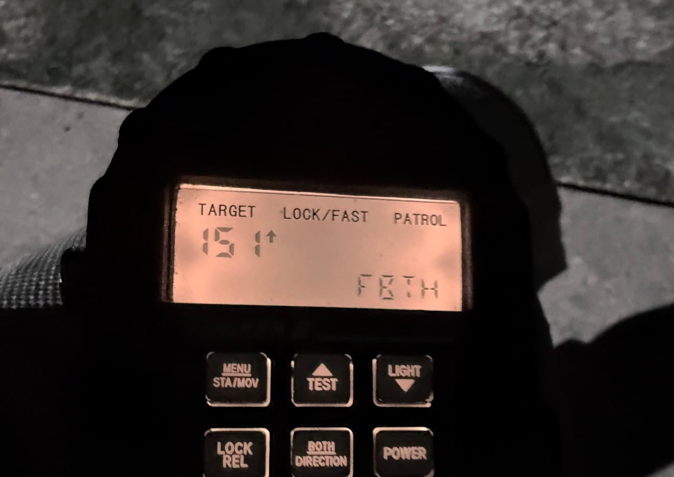Stalker II MDR radar display showing a locked target speed of 151 MPH